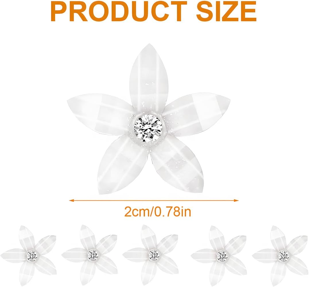 Zeayebsr Pack of 10 White Small Flower Hair Accessories, Hair Clip Flower, Hair Clips, Mini Cute Rhinestone Metal Hair Pins for Women, Bridal Hair Clips for Girls, Wedding, Hair Accessories,