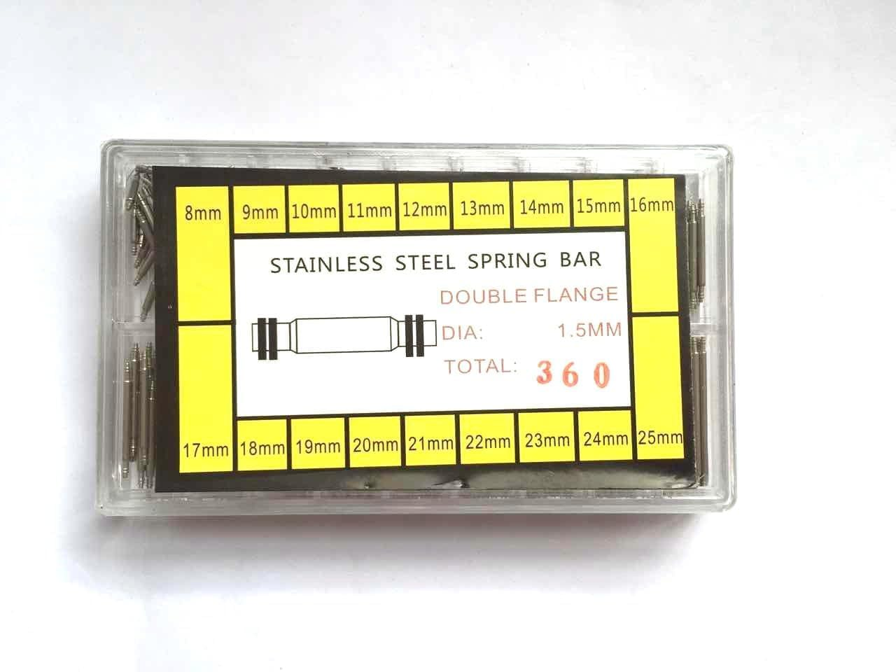 360 Pcs Stainless Steel Watch Band Spring Bars Strap Link Pins 8-25Mm Watchmaker, Watch Spring Bars Strap Link Pins Repair Kit image number 1