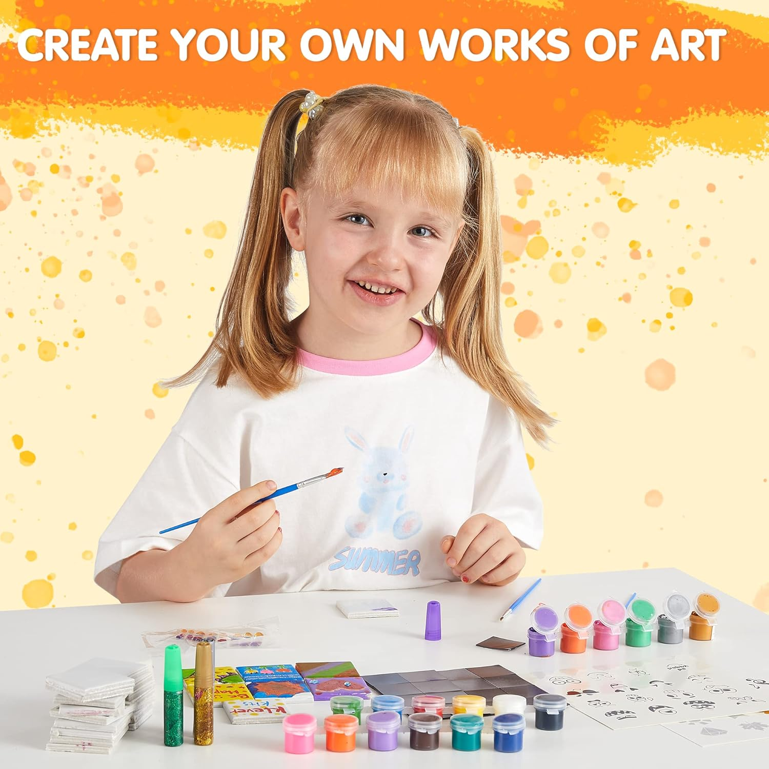 JOYIN 24 Magnetic Mini Tiles Art Kit, Creativity DIY Paint, Arts and Crafts for Kids, DIY Supplies for Party Favors, Family Activity, Birthday Present, Gifts Toys for Boys and Girls image number 2