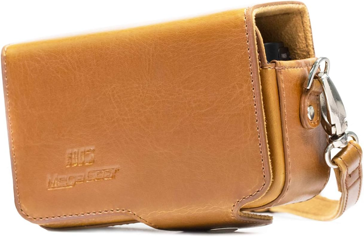Megagear Leather Camera Case with Strap Compatible with Sony Cyber-Shot DSC-RX100 VII, DSC-RX100 VI, DSC-RX100 V, DSC-RX100 IV, DSC-RX100 III, DSC-RX100 II, ZV-1