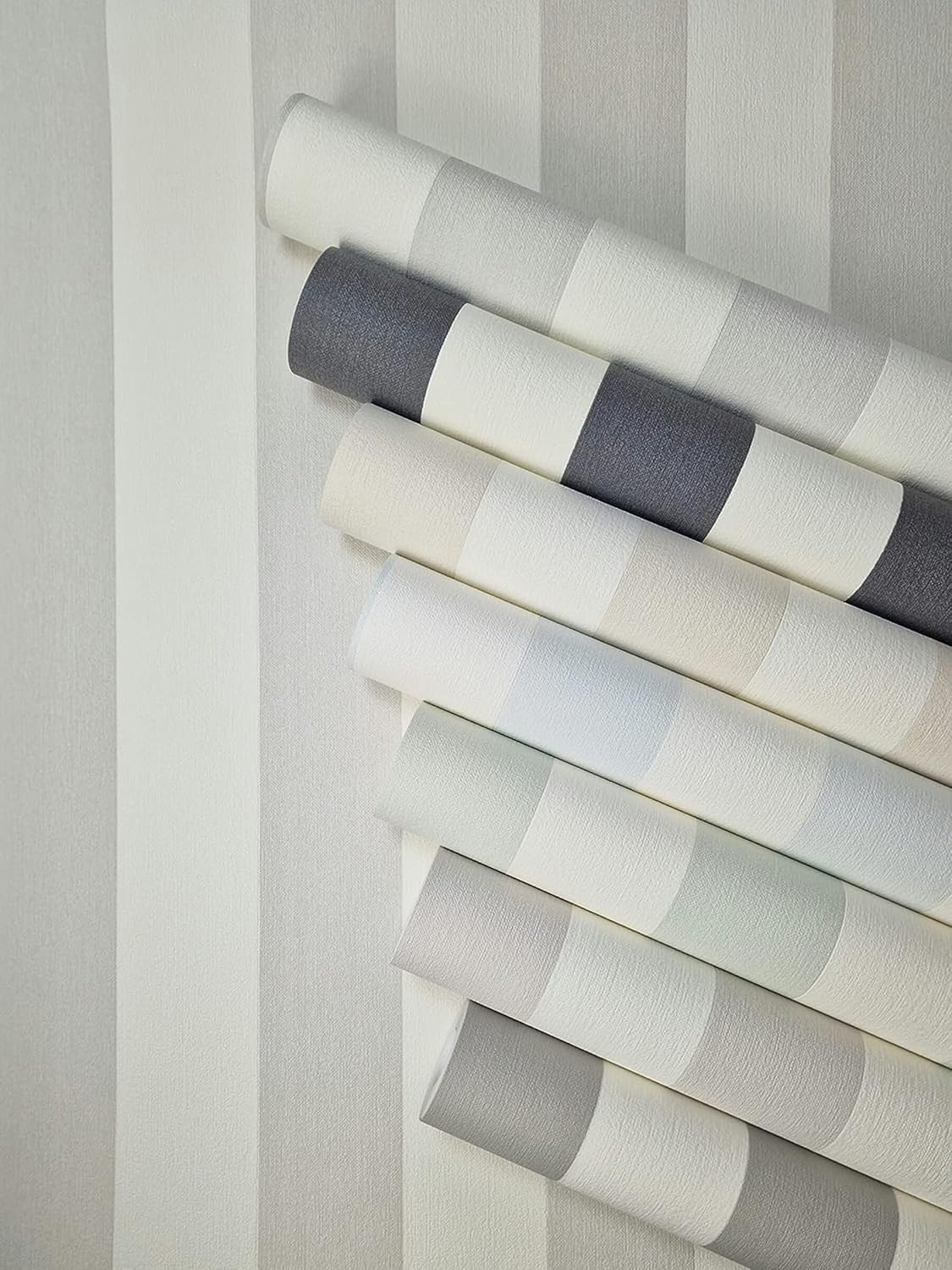 WALLCOVER Beige Non-Woven Wallpaper Stripes Country House White Lines Modern Block Stripe Wallpaper Fine Structure 10.05 X 0.53 M Made in Germany - Black And White Contrast image number 7