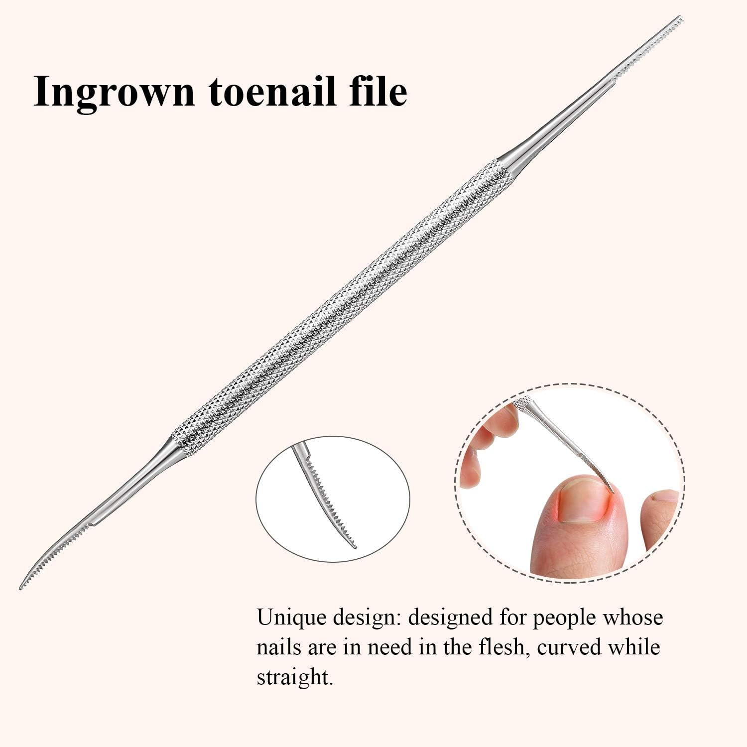 Mudder 6 Pack Ingrown Toenail Files Double Sided Toenail Lifters One Side Flat and One Side Curved Stainless Steel Manicure Treatment Removal Pedicure Tools for Feet under Nail Cleaner image number 2