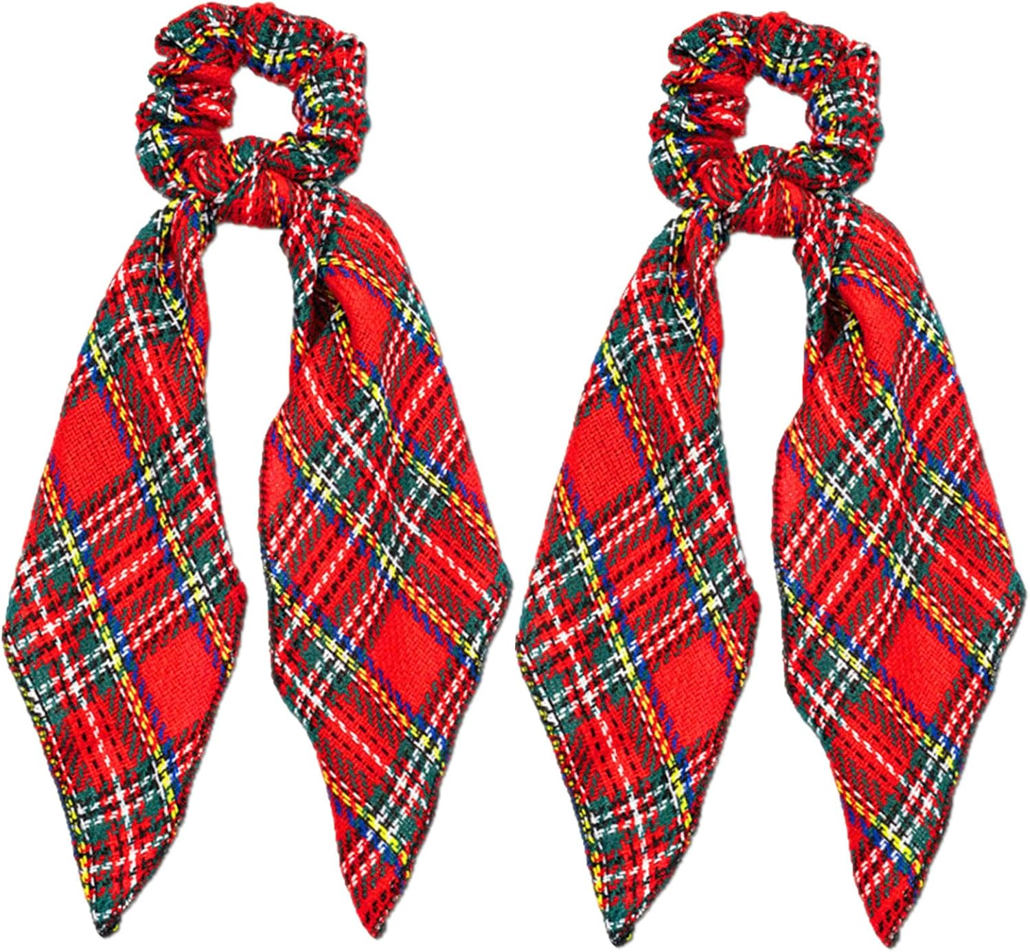2 Pcs Tartan Hair Scrunchies Decorations - Burns Night Accessories,Elastic Scottish Red Plaid Hair Accessories for Women & Girls,Festive Hair Ties with Bow for Robert Burns Supper Occasions image number 5