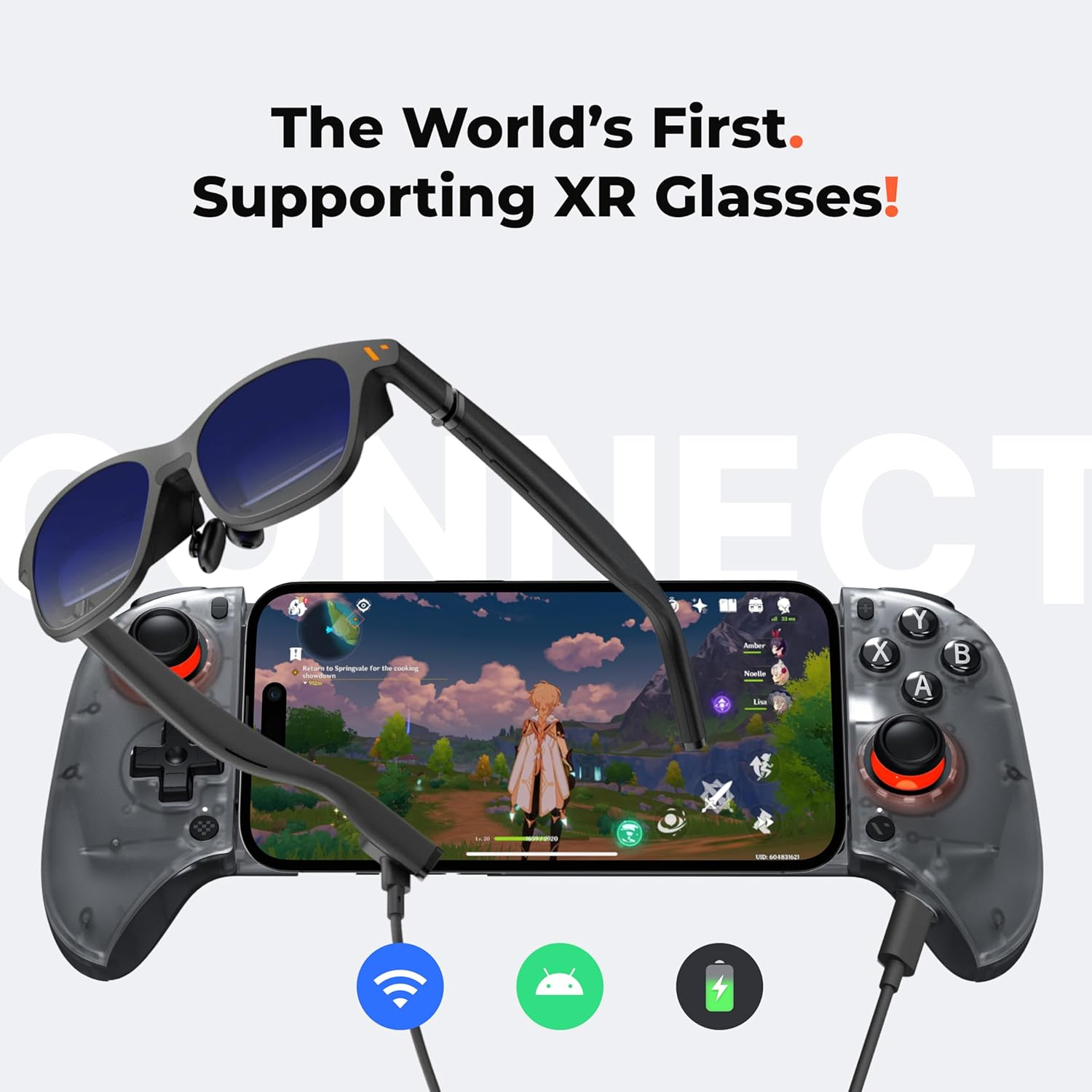 VITURE X 8Bitdo Ultimate Mobile Gaming Controller - Wireless Clip-On Play & Charge Controller for Android with USB-C,XR Glasses Compatible, Hall Effect Joysticks & Triggers, PD Charging & DP Casting image number 3