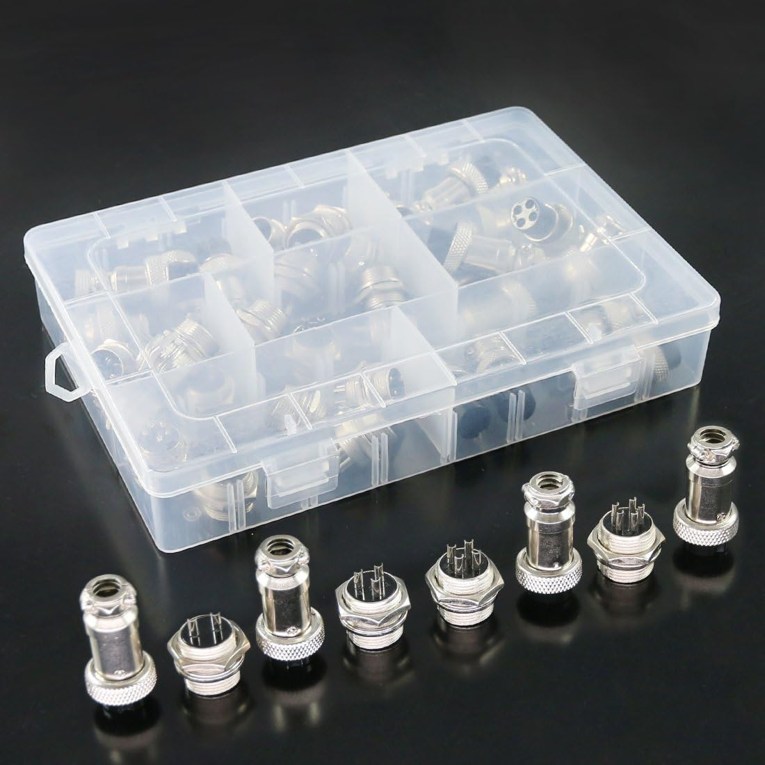 Hilitchi 40-Pieces 2 3 4 5 Pin 16Mm Thread Male Female Panel Metal Aviation Wire Wire Connector Plug Assortment Kit (2 Pin / 3 Pin / 4 Pin / 5Pin) image number 3