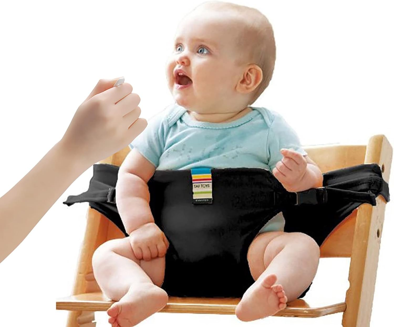 Lychee Harness Seat for High Chair Baby Feeding Safety Seat with Strap, Toddler Booster Harness Belt Portable Dining Seat Strap for Travel Home Restaurant Shopping (Black)
