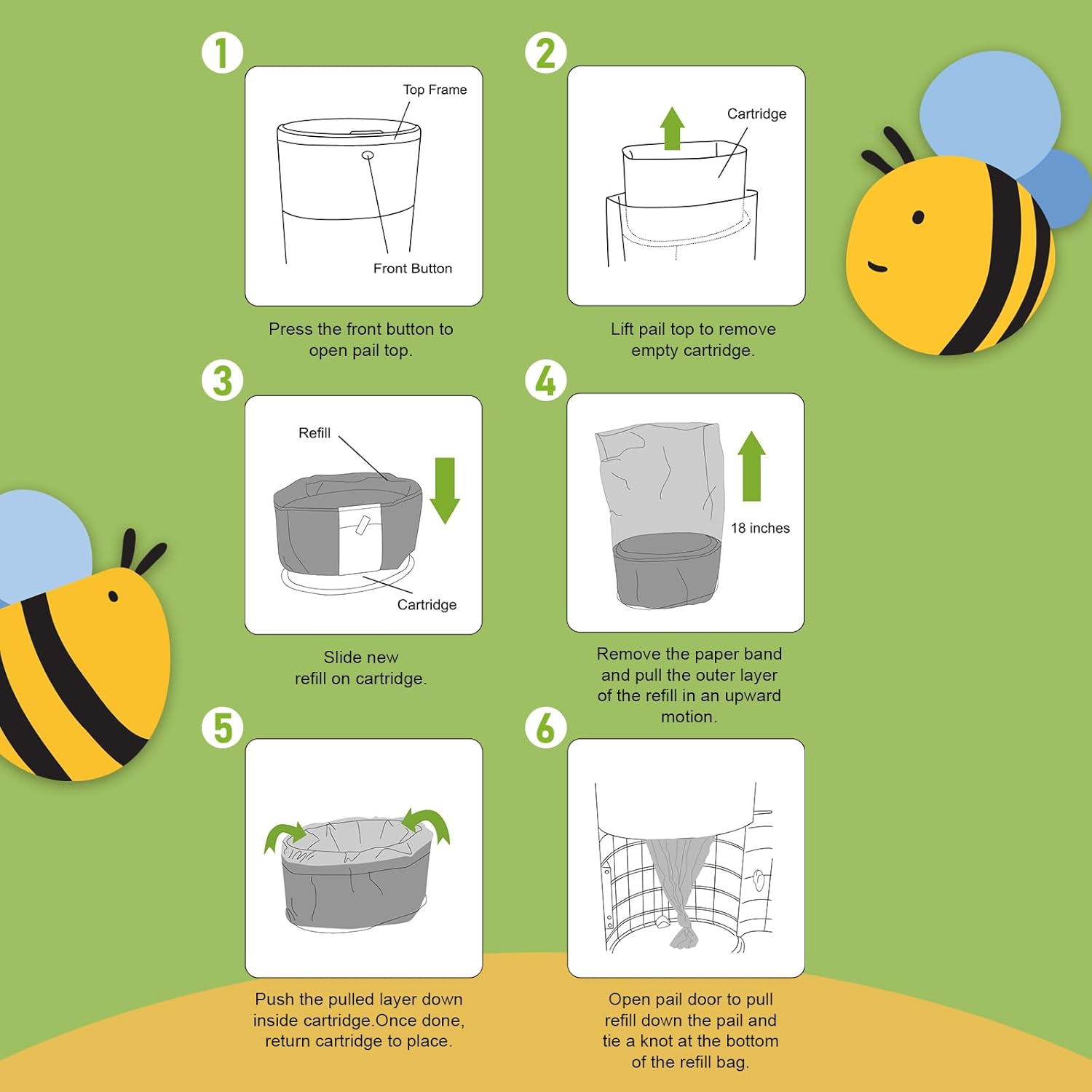 Refills Compatible with Dekor plus Diaper Pail Refills | 8 Pack | Disposable Diaper Pail Liners | Reinforced Thickness | Quick & Easy to Replace | Cherry Blossom Scented | Holds up to 4640 Diapers image number 2