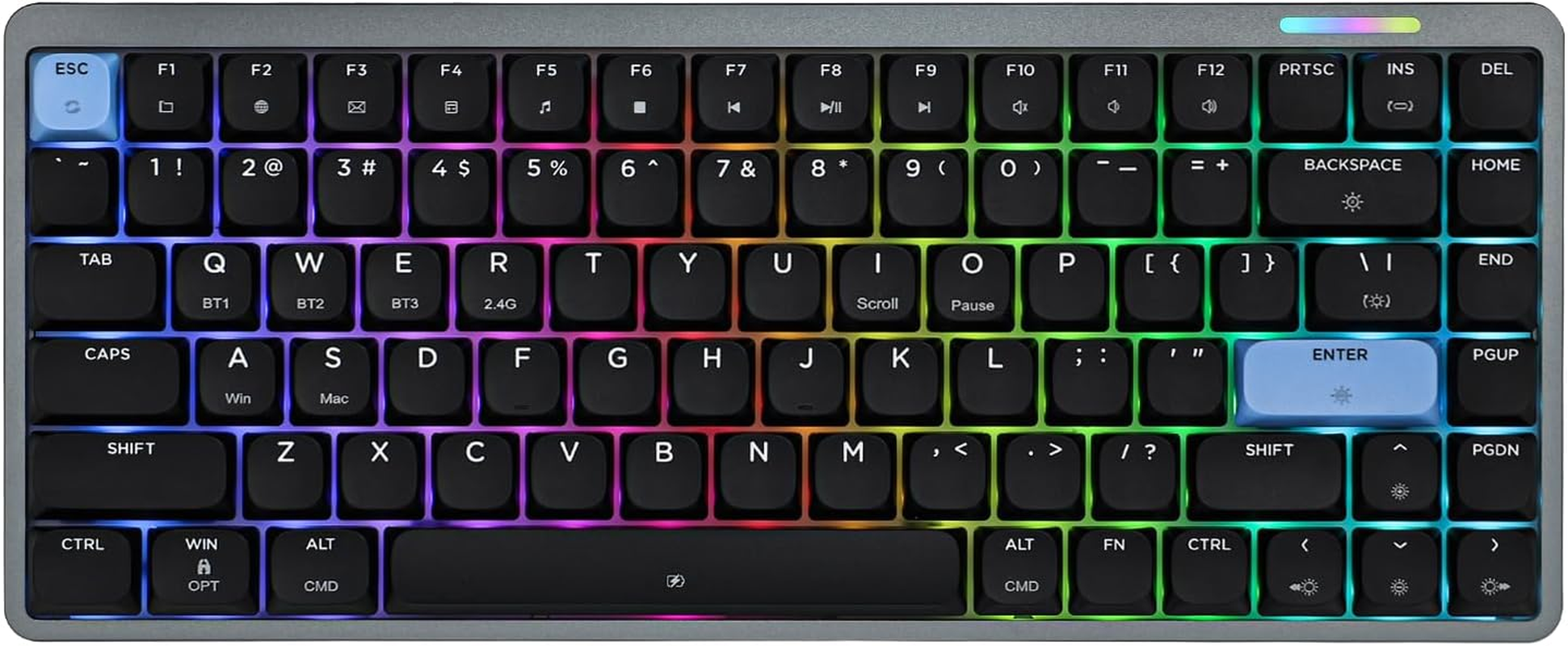 EPOMAKER Luma84 Low Profile Aluminum Mechanical Keyboard, QMK/VIA Programmable, Tri-Mode Wireless, Win/Mac/Linux Compatible, Hot-Swappable (White&Purple, Gateron Low-Profile Red Switch)