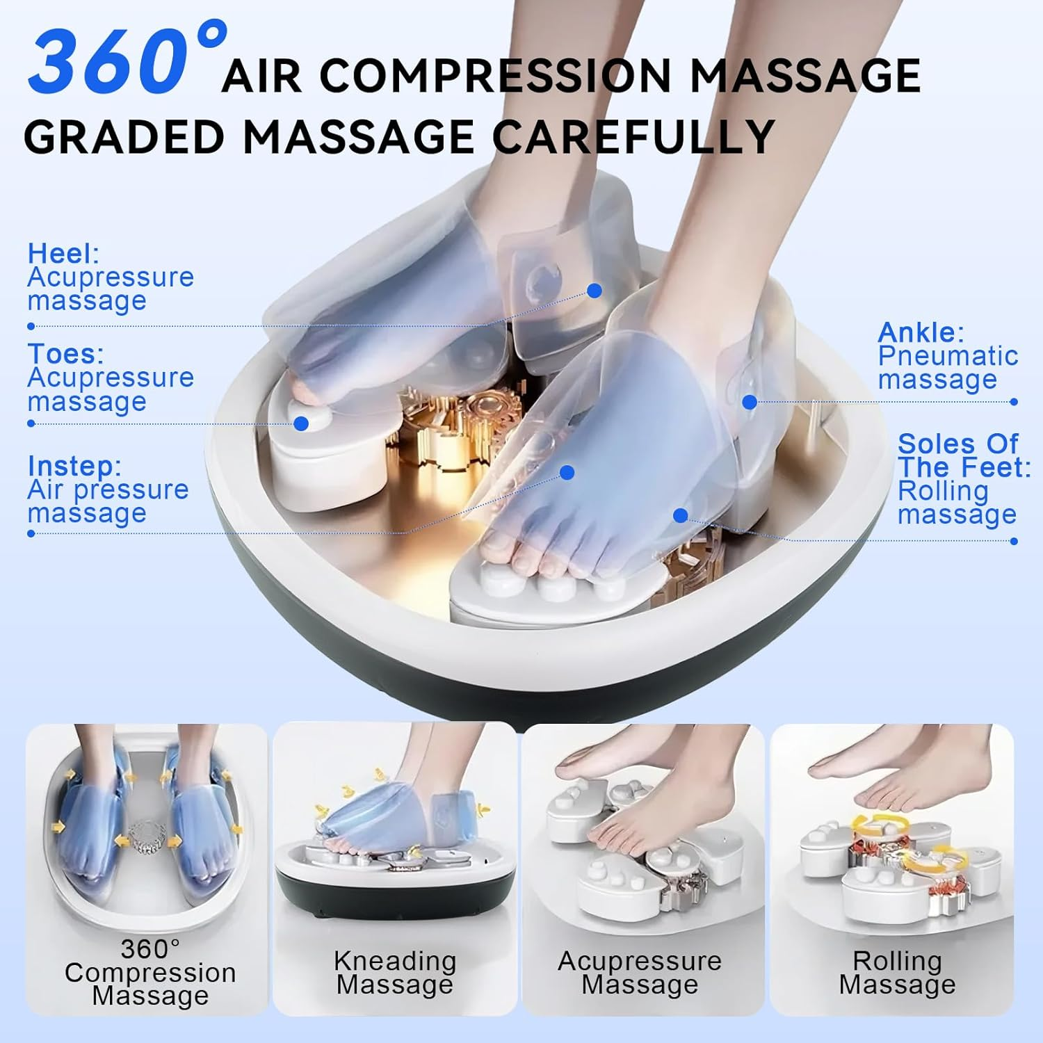 Foot Massager Machine with Heat, Deep Kneading Shiatsu Foot Massager with Air Compression, Soothe Muscles, Multiple Massage Modes & Adjustable Intensity image number 2