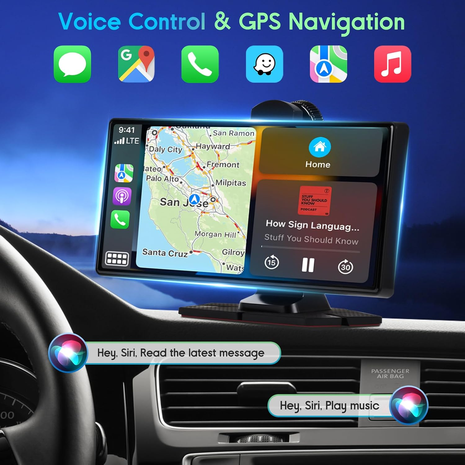Advwin Wireless Carplay & Android Auto, GPS Navigator System with 10.26'' HD Touch Screen, 4K Front & 1080P Rear Camera, for GPS Navigation, Airplay, Mirror Link, FM, AUX, Voice Control, Bluetooth image number 2