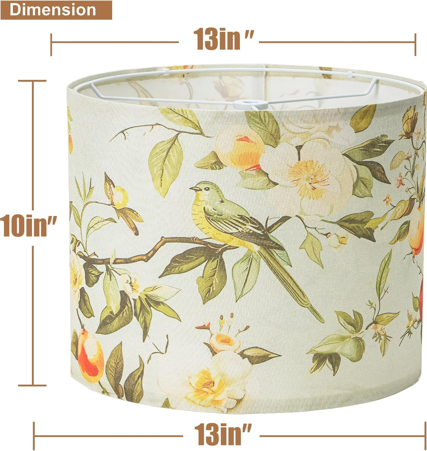 Lamp Shades Set of 2,Medium Fabric Lampshades for Table Lamps, Floor Lamps, 13" Top X 13" Bottom X 10" High (Spider Fitter) Hand Crafted Replacement Lampshades (Floral and Bird Print - 2Pcs) image number 3