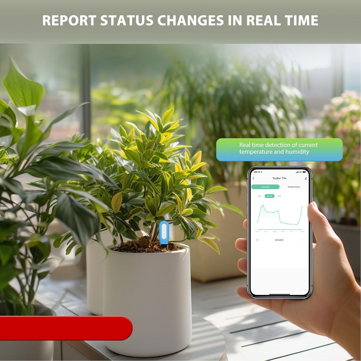 CHICIRIS Soil Temperature and Moisture Meter, Intelligent Monitoring, Check Humidity and Temperature, Suitable for Green Plants and Lawns image number 1