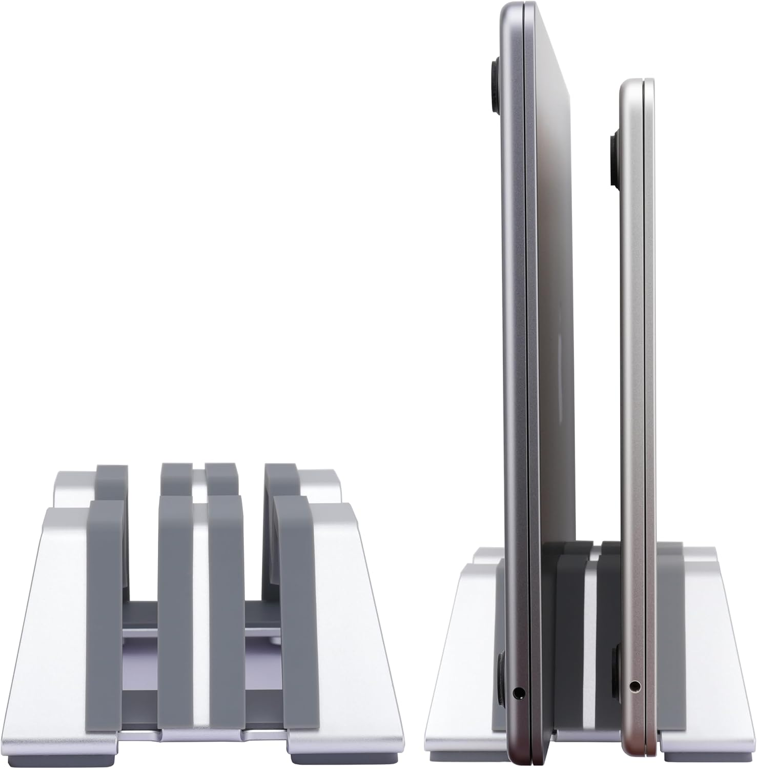 Adjustable Dual Vertical Laptop Stand - Supports 2 Devices Holder, Fit for All Laptops(10-30Mm Thickness) - Fashion Design, Adjustable Width, Anti-Slip & Scratch-Resistant, Patented Design