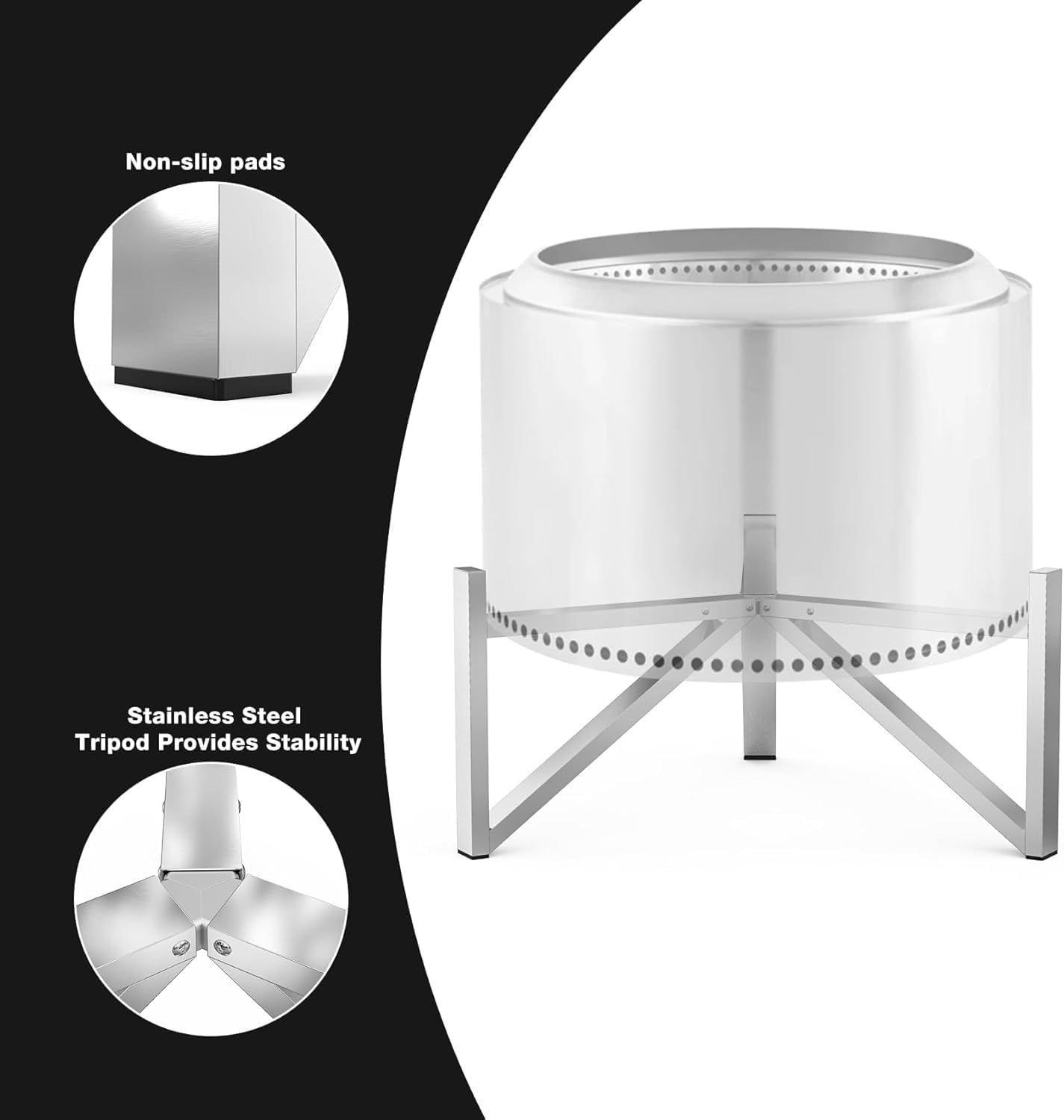 Onlyfire Firepit Stand, Stainless Steel Stand Fits for 15 Inch Solo Stove Ranger and 19.5 Inch Solo Stove Bonfire Firepit, Camping Fire Pit Accessory for Outdoor Fire Pits image number 3