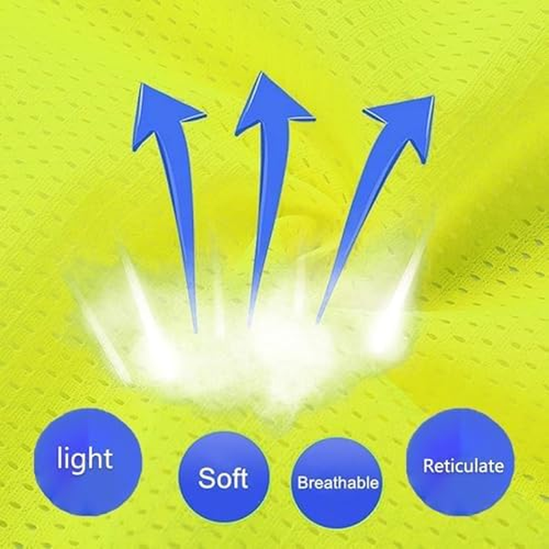 High Visibility Safety Vest, High Vis Vest with Mesh Design, Reflective Strips, Multiple Pockets for Men and Women Yellow image number 3