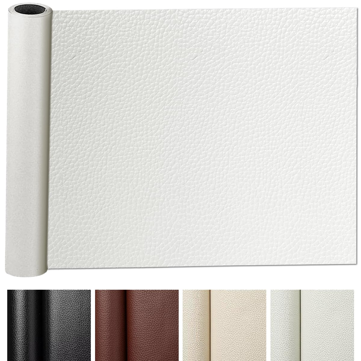 Leather PU Repair Patch for Couches, H HOME-MART 15.74 X 59Inch Reupholster Tape Patches Kit, Leather Patch Kit, Black PU Leather Repair Tape Self-Adhesive for Sofas,Couch Furniture (Milk White)