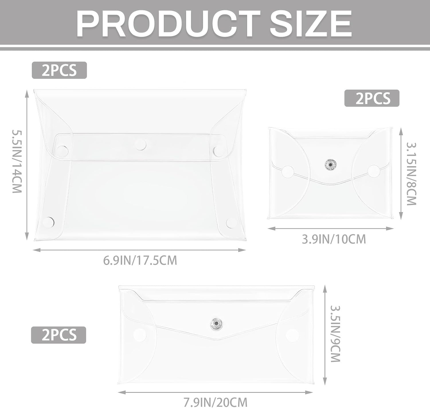 Binxus 6 Pcs Transparent Plastic Makeup Bags 3 Sizes, PVC Lipstick Organizer Bag, Different Size Clear Coin Purse, Mini Coin Pouch, Clear Small Pouch for Women, Clear, Transparent image number 5