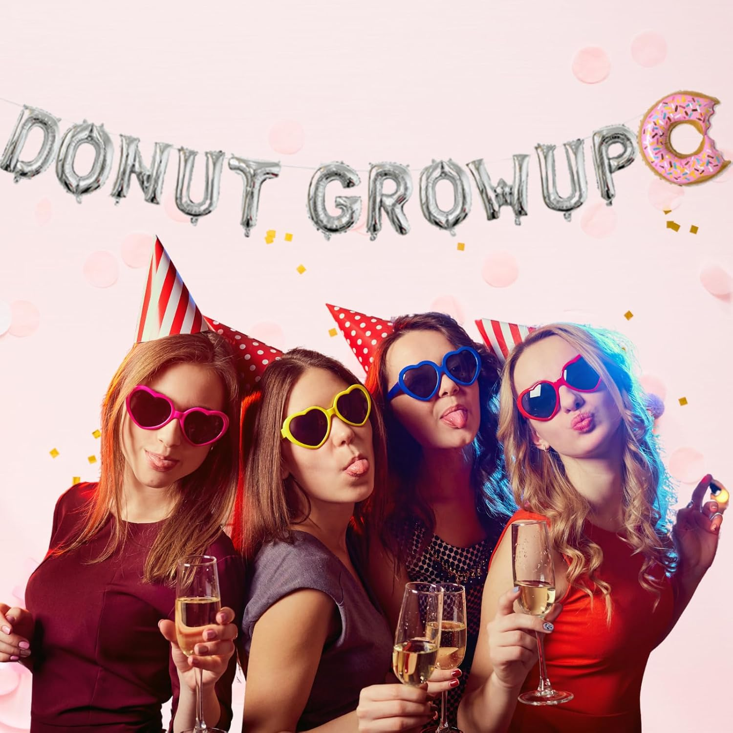 Donut Grow up Balloons Donut Grow up Balloons Birthday Foil Balloons Banner Donut Birthday Party Decorations Donut Theme Party Supplies Donut Shape Balloons (Silver)