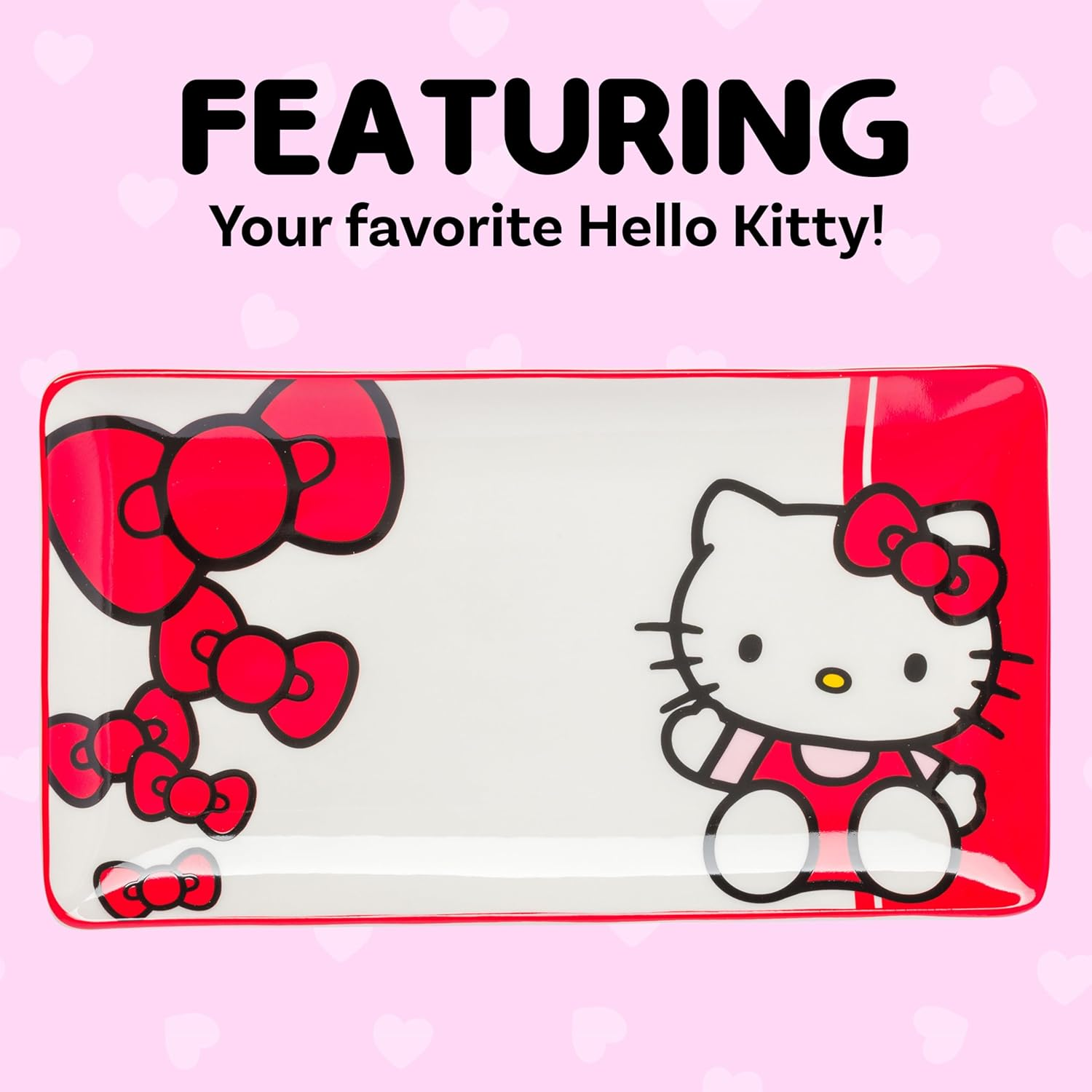 Silver Buffalo Hello Kitty Red and White Classic Boxed 3Pc Ceramic Sushi Set image number 4