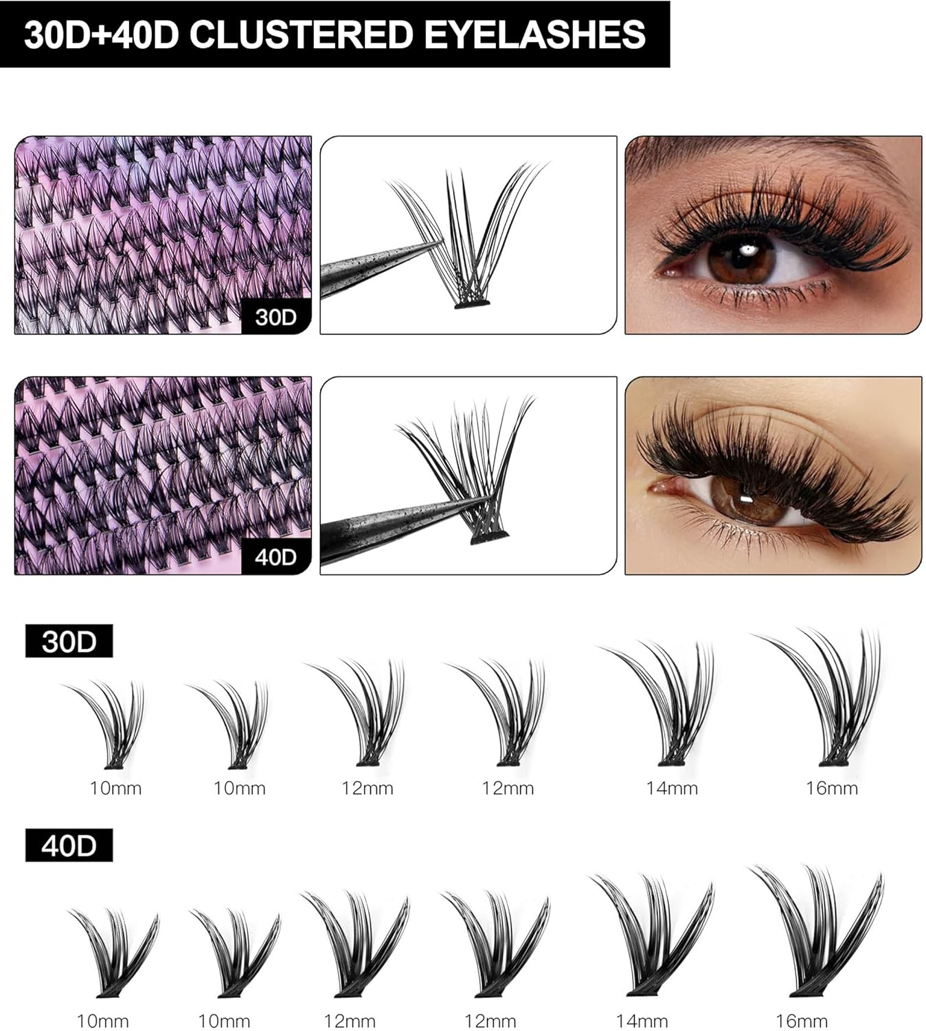 DIY Lash Extension Kit 240Pcs 30D+40D Lash Clusters Eyelash Extension Kit with Lash Bond and Seal Individual Lashes Kit Eyelash Tweezers Eyelash Brush False Eyelashes Natural, Pink image number 5