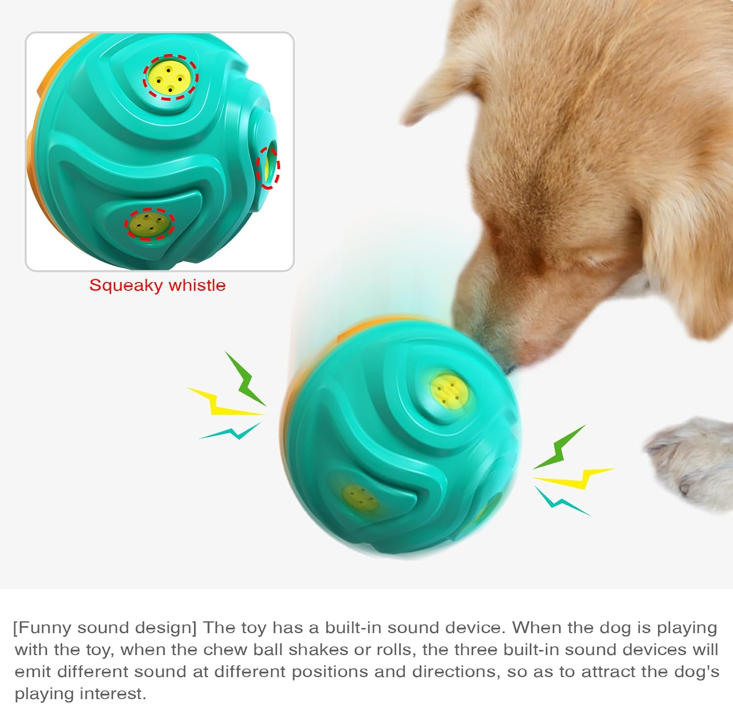 Indestructible Dog Chew Toy Ball, Dog Toys for Aggressive Chewers, Dog Toys to Keep Them Busy, Puppy Teething Toys, Durable Interactive Dog Toys, Stimulating Dog Toys, Squeaky Dog Toys