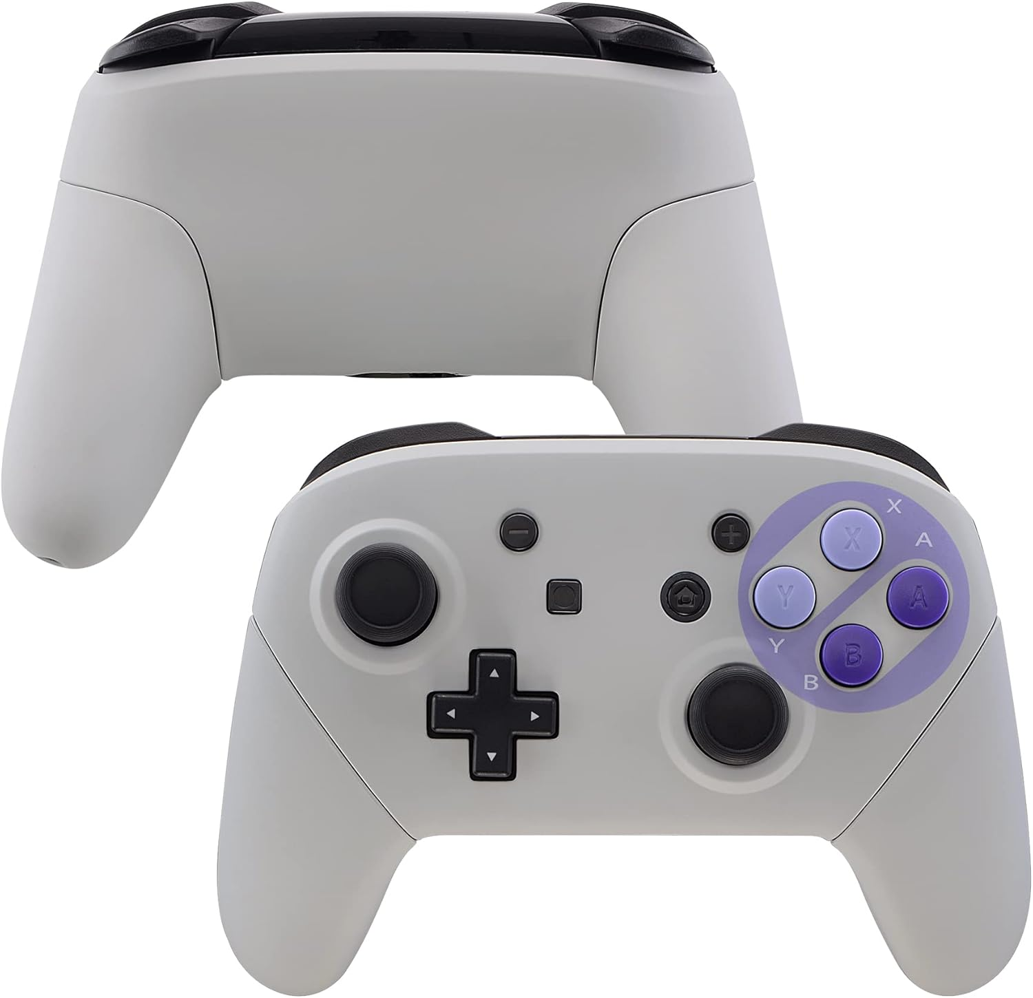 Extremerate Faceplate Backplate Handles for Switch Pro Controller, Classic SNES Style Replacement Shell Case with Red D-Pad ABXY Buttons for Nintendo Switch Pro - Controller NOT Included image number 2