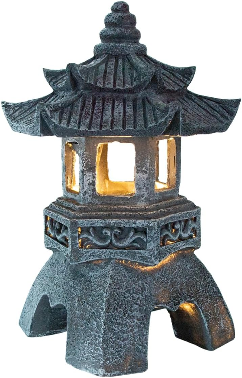 Iplusmile Solar Resin Court Lantern Chinese Zen Garden Lamp for Outdoor Solar Garden Floor Lamp for Garden and Patio image number 4