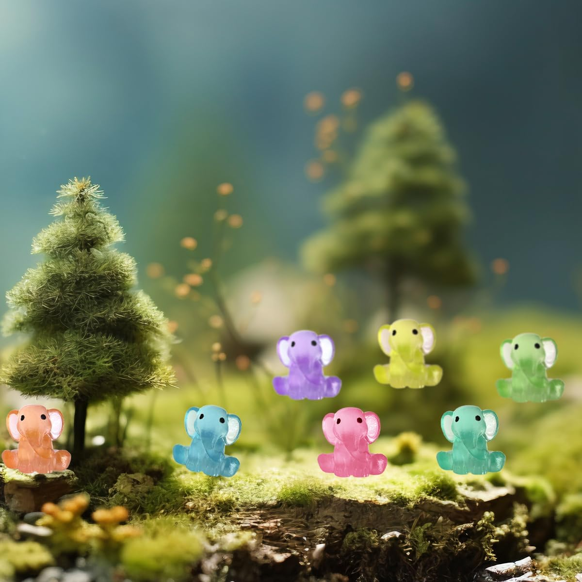 WELANE Mini Resin Animal Figures, 30 PCS Glitter Mini Resin Elephant for Potted Landscape Dollhouse Ornaments (2Cm) image number 1