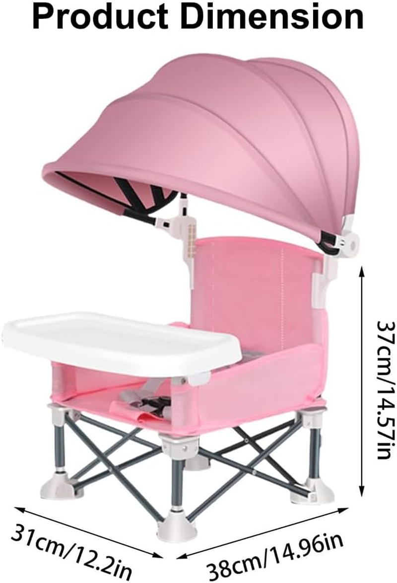 Camping High Chair,Folding Seat,Booster Seat with Dining Table,Portable High Chair,Detachable Dinner Plate, Chair with Travel Bag,For Indoor, Outdoor Dining, Camping, Park, Beach