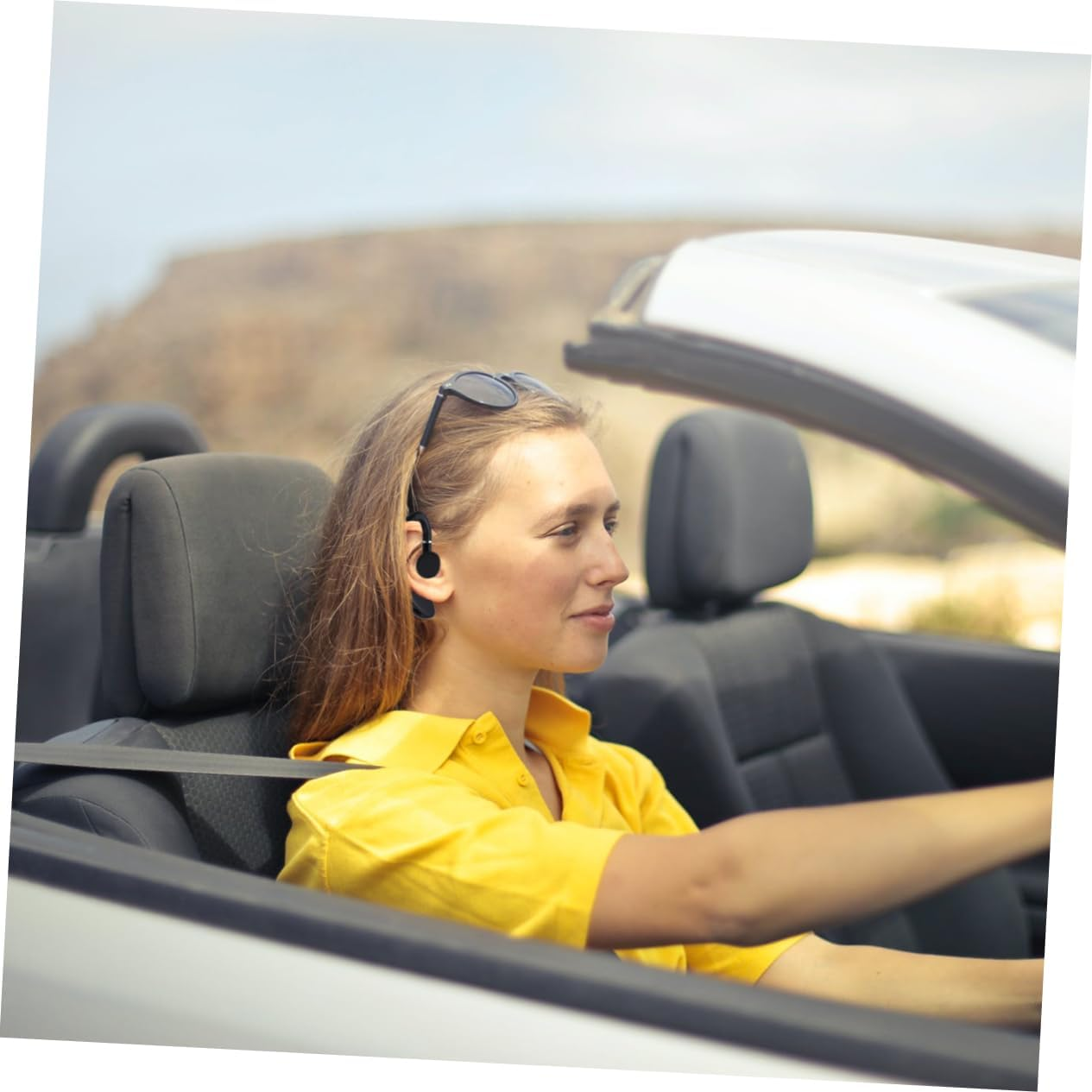 POPETPOP Wireless Earphone Earpiece for Driving Long Battery Life, One-Side Ear Hook Design, Black Wireless Earbuds for Workout and Business Use image number 3