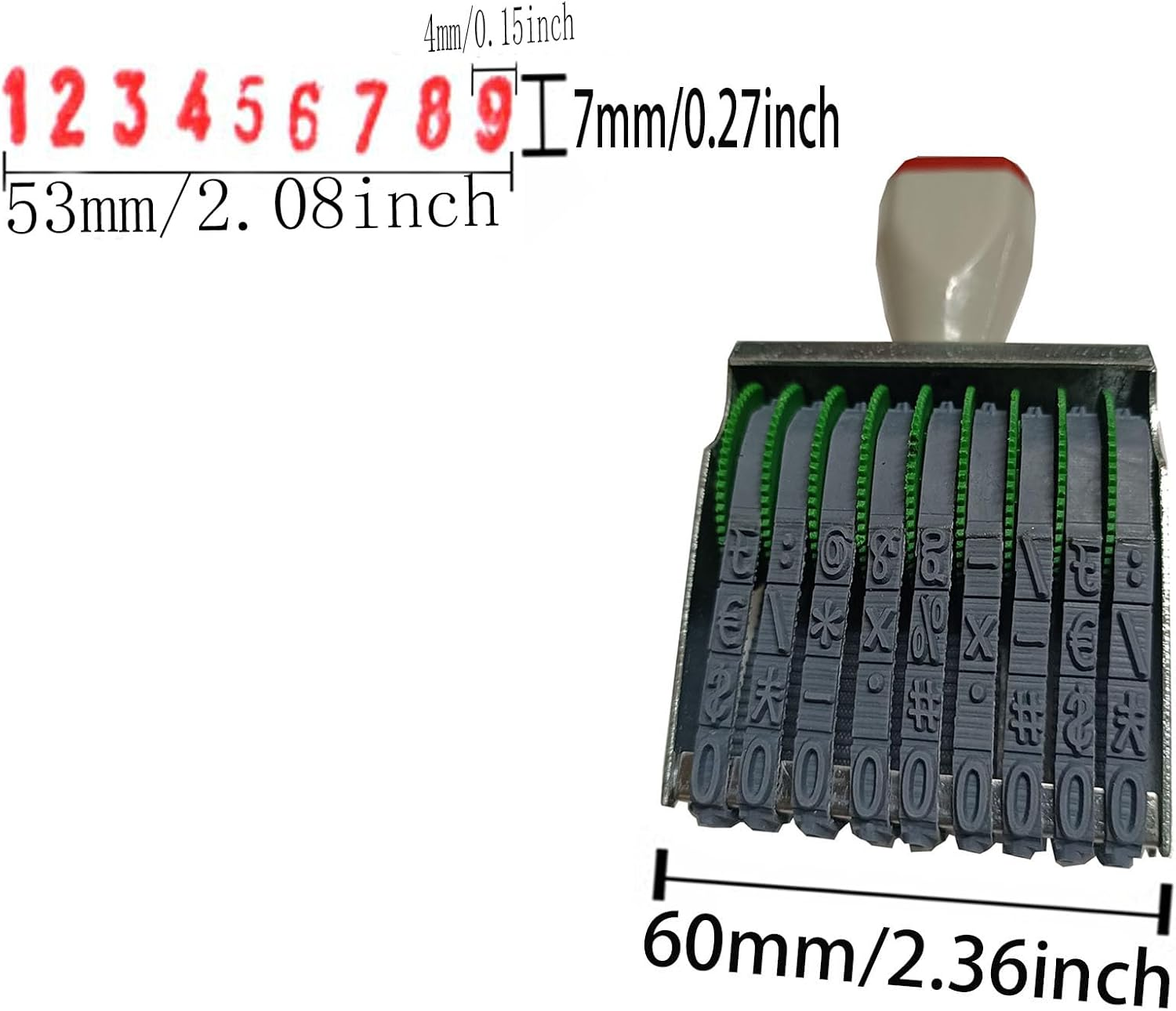 Zeng 9 Digit Adjustable Number Stamp, with Number 0-9 and Symbols, Rubber Rolling Office Business Stamp, Supermarket & School Supplies, Multicolor image number 5