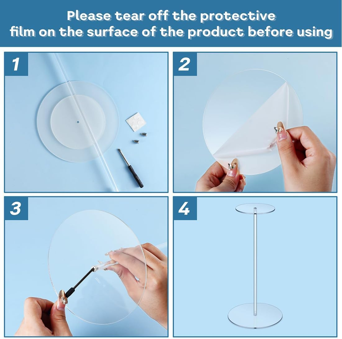 2 Set Clear Acrylic Hat Stand and Wig Display Rack, Premium Clear round Riser Stands Hat Stand, round Bottom Display Hat Rack Holder for Display Jewelry Watch Helmets(11.8 Inch) image number 5