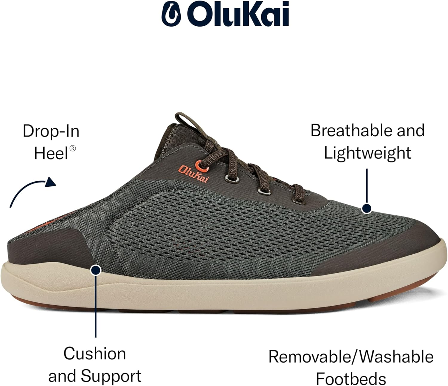 OLUKAI Moku Pae Men'S Boat Shoes, Water Resistant & Breathable Mesh, Easy Slip on Design, Quick-Drying & Enhanced Traction image number 3