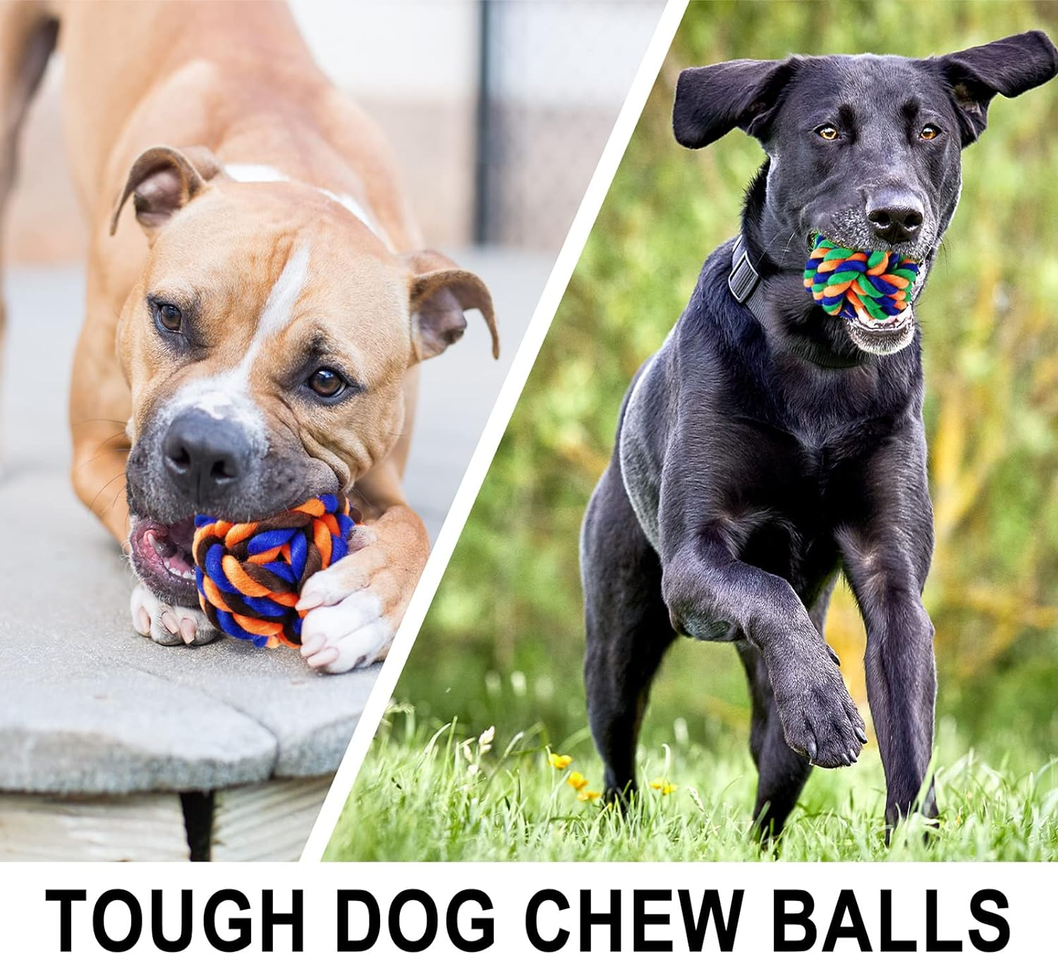 Tough Dog Chew Toys for Aggressive Chewers, 6 Pack Durable Dog Balls & Dental Cotton Dog Rope Toys for Medium Large Breeds, Puppy Teething & Interactive Enrichment Toys image number 2
