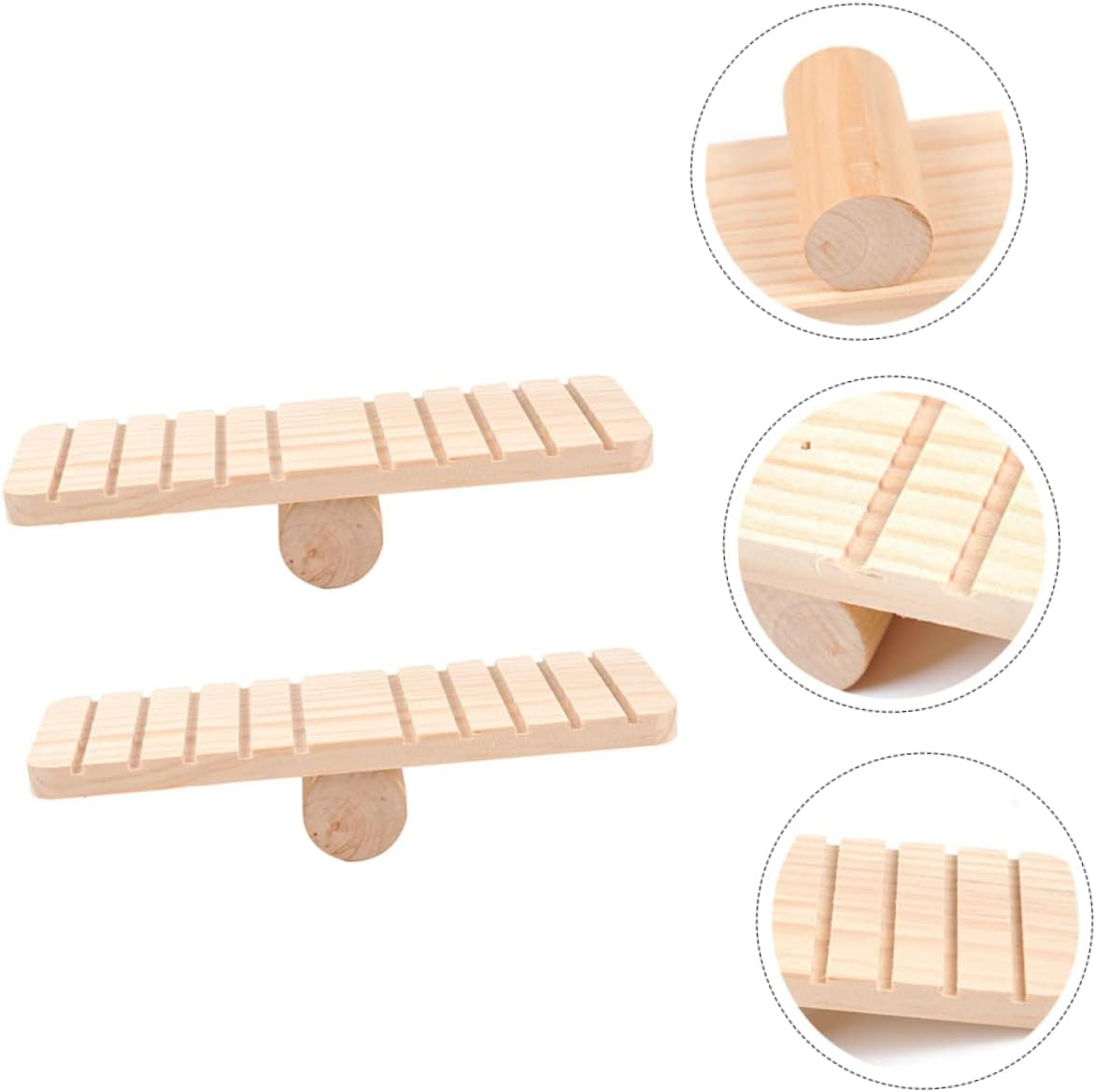 SUPVOX 2Pcs Wooden Hamster Seesaw Toy Small Pet Chew Toys Natural Wood Molar Springboard for Hamster Guinea Pig Cage Play Accessories image number 6