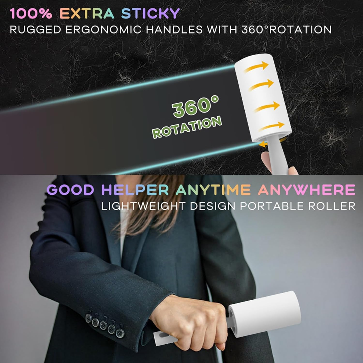 Beleeb 720 Sheets Lint Roller for Clothes, Portable Lint Remover for Pet Hair, Dog Hair, Cat Hair, Extra Sticky