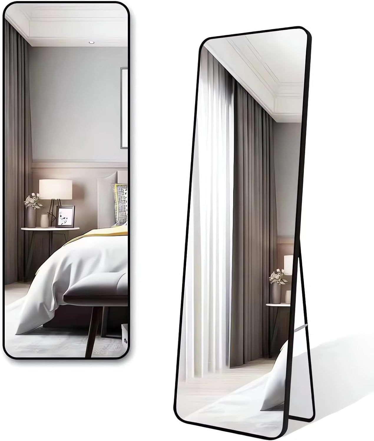 Floor Mirrors, Wall Mirror, Bathroom Mirror,Full Body Mirror, Wall-Mounted Mirrors, Vanity Mirrors, Large Mirrors, Rectangle Mirror (Black-1, 40X150CM) image number 2