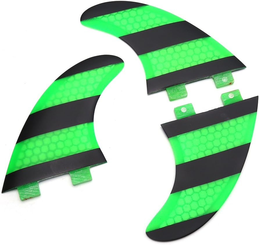 Tri Set Thruster, Green+Black FCS G5 Surf Fins Surfboard Fiberglass Comb Tri Set Thruster, Surfing Accessories, Surfing Equipment image number 3