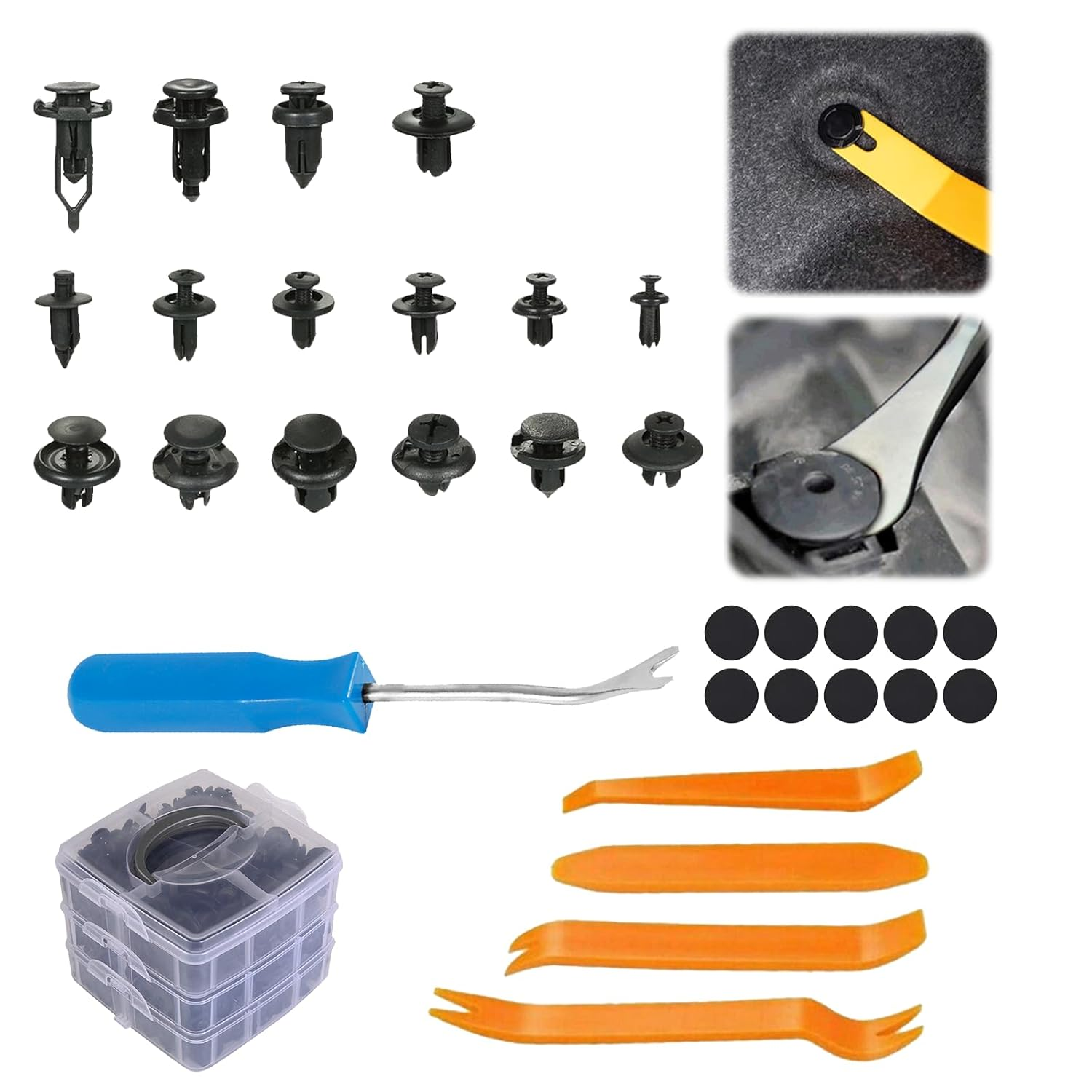Car Retainer Clips Set 625-Piece - Car Fastener Clip Kit Universal with Removal Tool, 16 Sizes for Door Panel, Bumper, Fender & Interior Trim - Car Push Retainer Clips Replacement image number 1