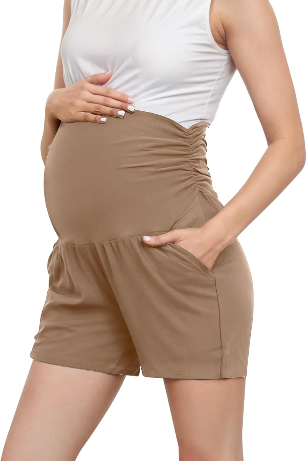 PARNIXS Summer Fashion Hot Pants for Maternity Short with Pocket, Comfortable and Breathable Jogging Short, Baseball Sweatpant