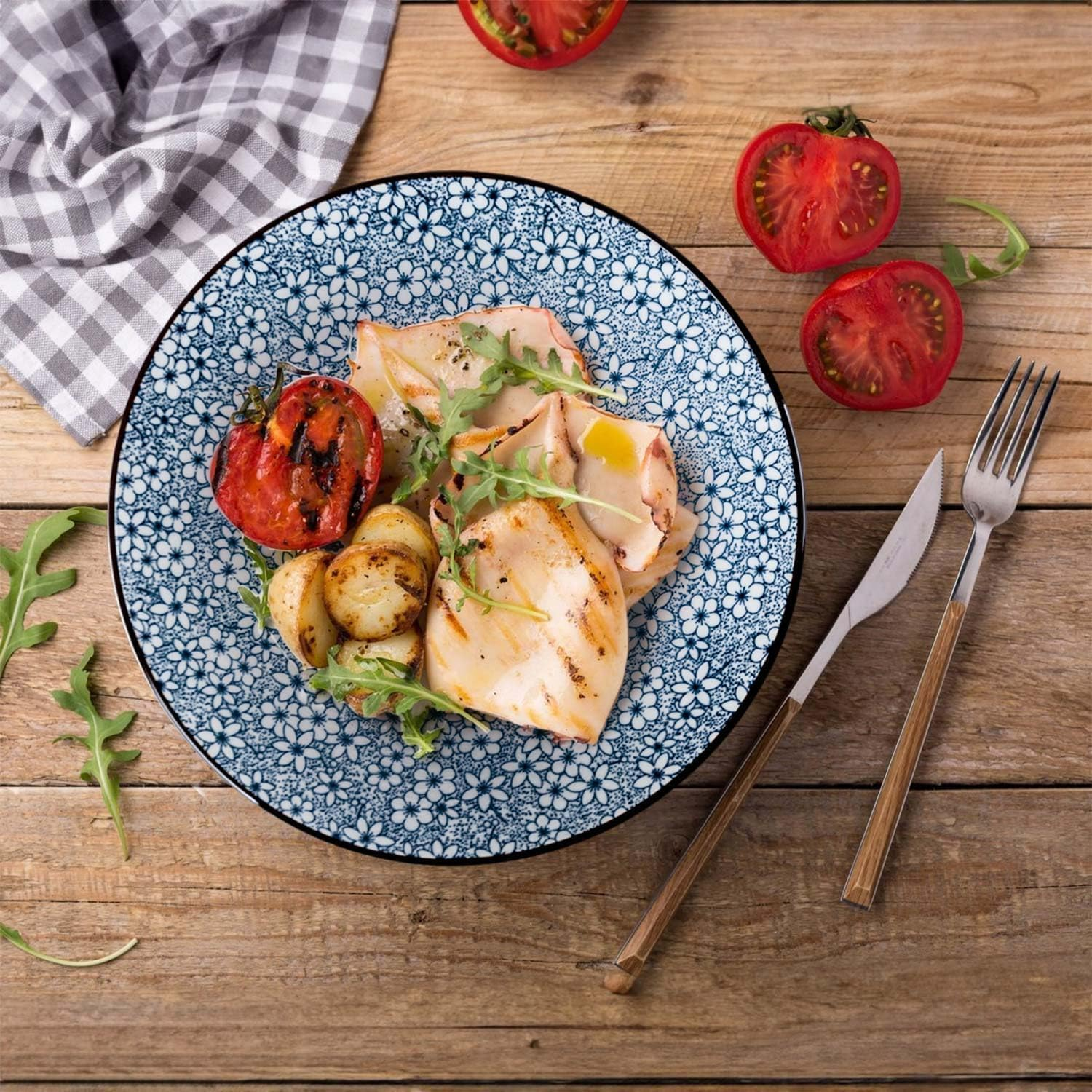 8 Inch Japanese Ramen Bowls, 38 Oz Cereal Bowls, Soup Bowls, Pho Bowls, Noodle Bowls, Blue and White Ceramic Bowls, Microwave Dishwasher Safe, Set of 4 image number 2