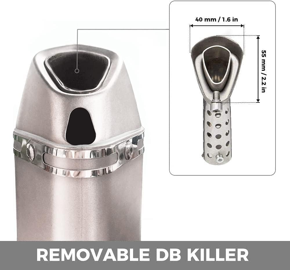 Motorcycle Exhaust Muffler 1.5-2"Inlet with Removable DB Killer for Street/Sport Motorcycles and Scooters with 38,51Mm Diameter Exhaust Pipes(Titanium) image number 1