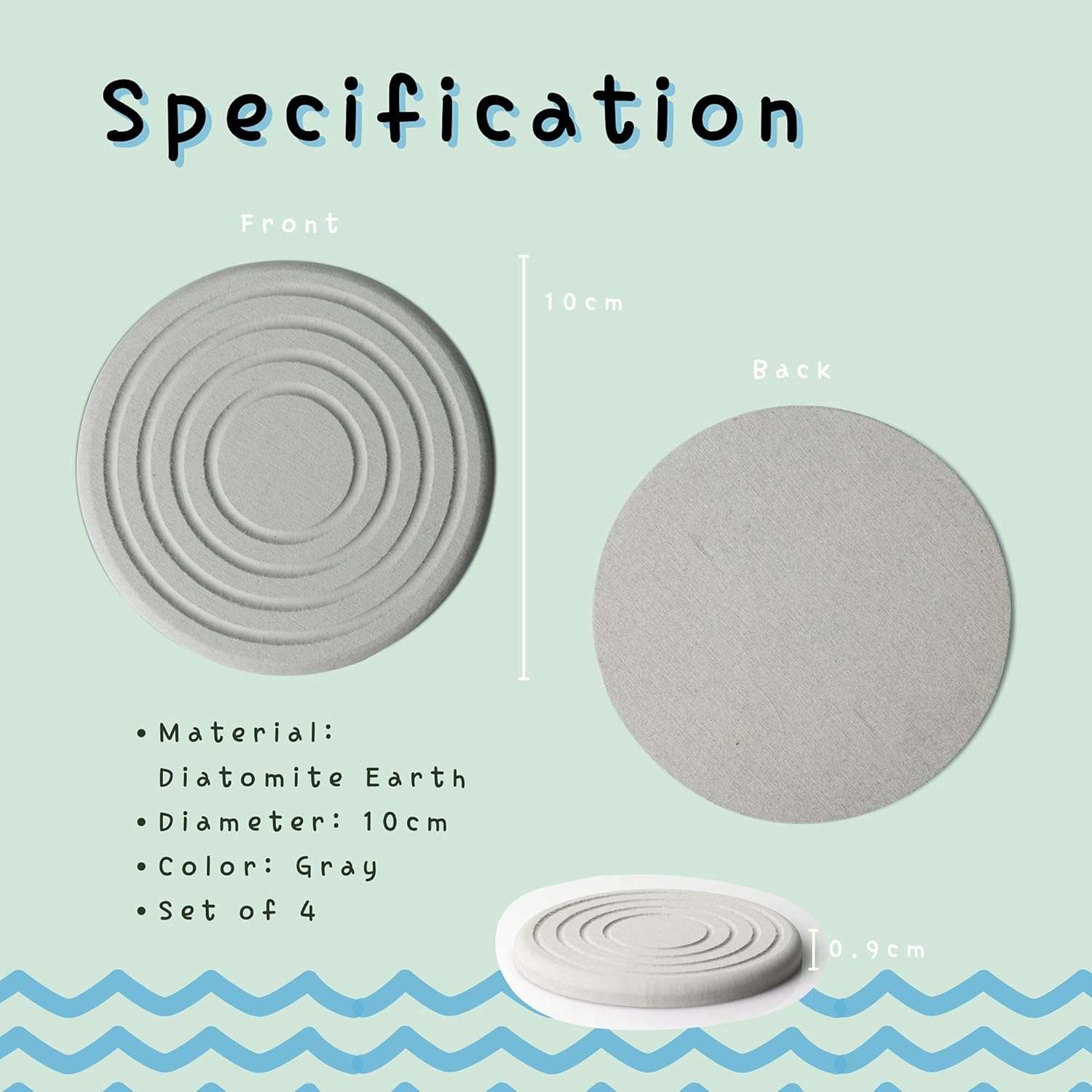 SKYLAR LIFE Absorbent Diatomite Coaster for Drinks and Plants, Fast Water Absorption, Non-Slip, Odorless, Eco-Friendly, Set of 4 image number 3