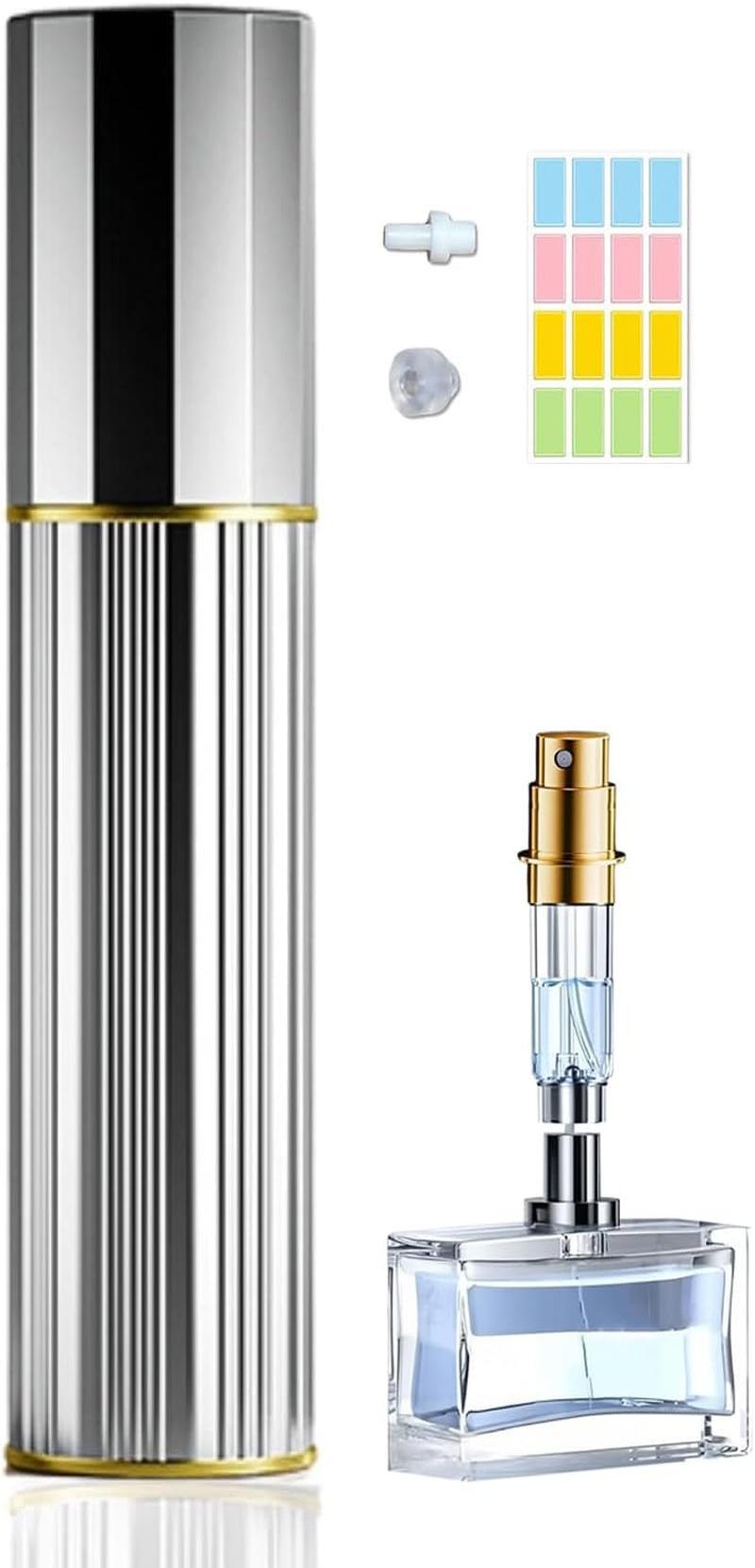 Travelofo 10 Ml Perfume Filler Refillable Perfume Atomiser Filling Technology without Funnel Empty Perfume Atomiser Spray Bottle for Travel Handbag on the Go (Silver) image number 2