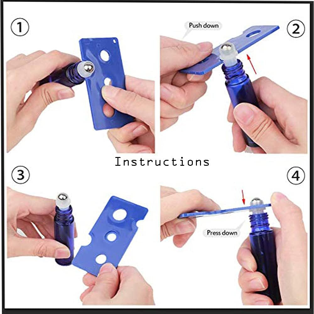 6 Pack 10 Ml Essential Oil Glass Roller Bottles, Cobalt Blue with Stainless Steel Balls (1 Opener, 1 Dropper Included) image number 1