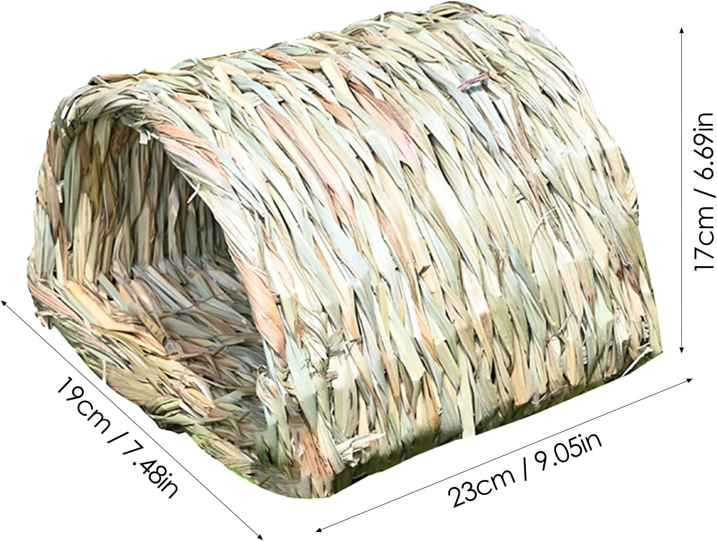 Bed Hideaway, Hedgehog Animal House, Spacious Hay Tunnel, Natural Reed Grass, Cozy Chewable Design, 9.05X7.48X6.69Inch, Perfect for Small Pets Necessities image number 6