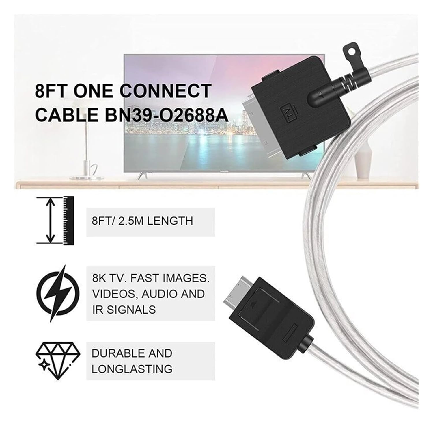 BN39-02688A BN39-02688B One Connect Cable Para，Compatible for Samsung QLED 8K TV QN75QN800AFXZA QN75QN800AF image number 3