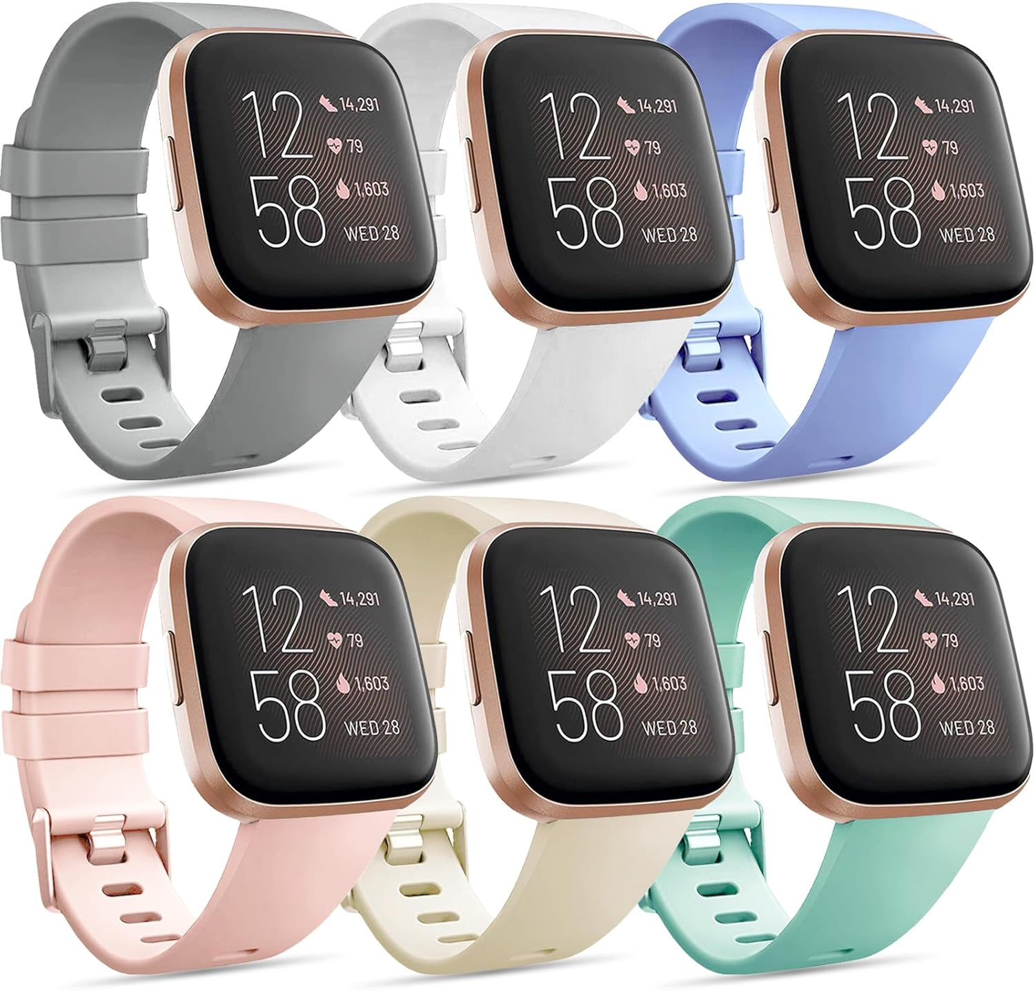 Bands Set for Fitbit, T Tersely Band Strap for Fitbit Versa 2 / Fitbit Versa/Versa Lite, Adjustable Sport Bands for Women Men, Soft TPU Replacement Silicone Bands Fitness Sport Bracelet Straps