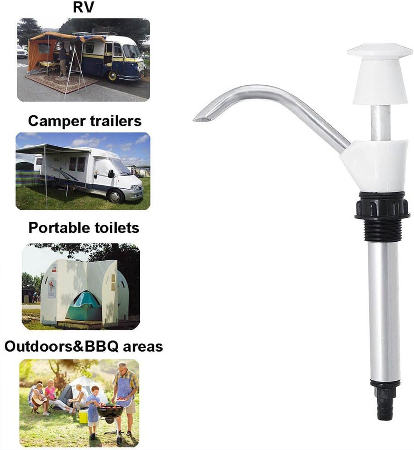 Caravan Sink Water Hand Pump, Hand-Operated Galley Water Pump, Double Action Camping Trailer Motorhome Replacement Pumping Tool, Ideal for Camping Trailer, Motorhome, Work Vehicles