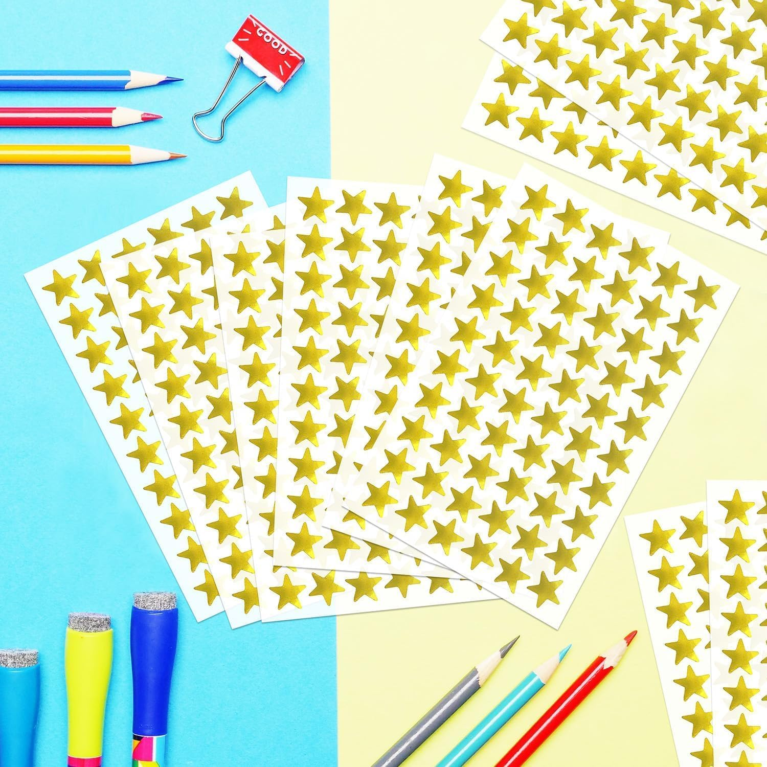 1620 Pack Small Gold Foil Star Stickers for Kids Reward, Small Foil Star Stickers for Kids Reward, School, Home, Bar, DIY and Office Decoration, 0.6" Diameter image number 5